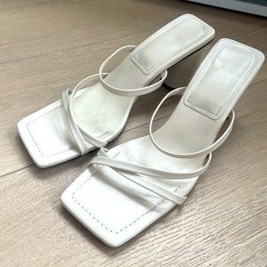 Zara white square toe sandals